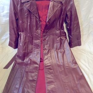 Red Leather Trench Coat